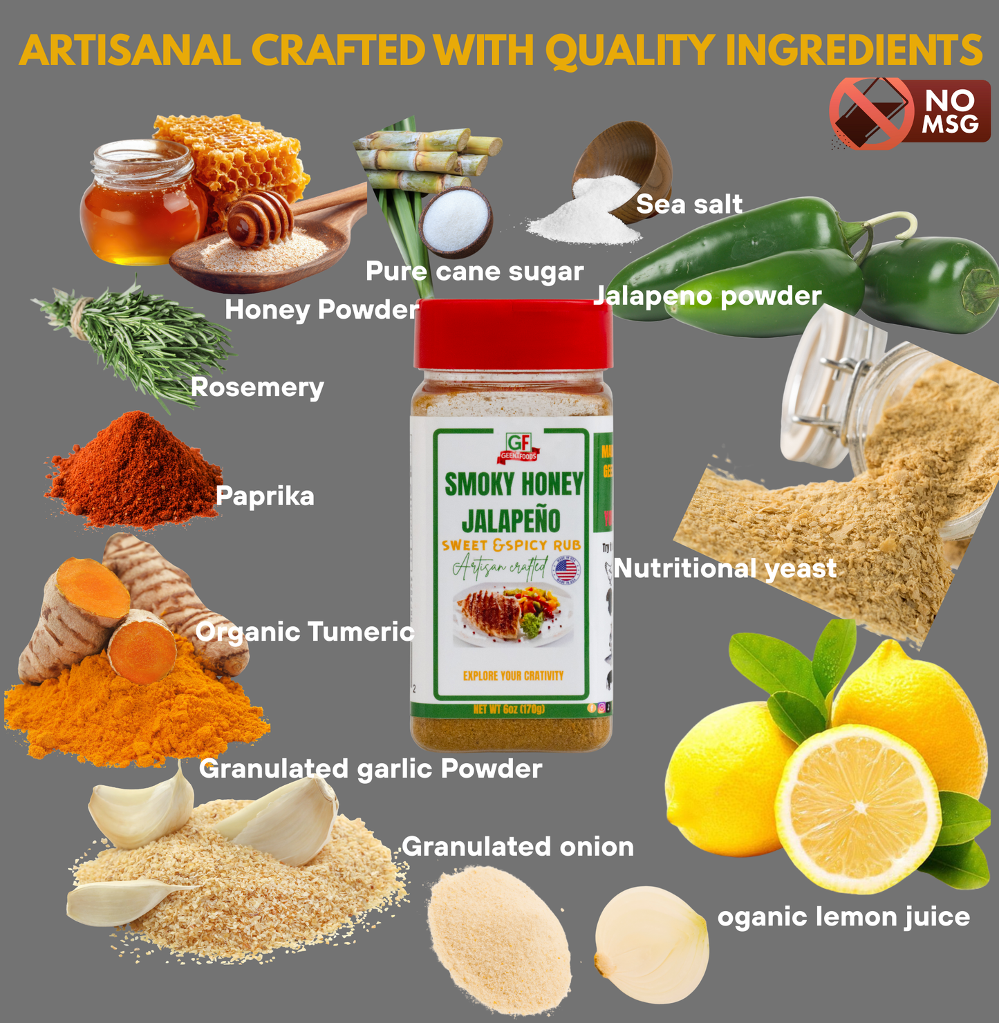 GEENAFOODS SMOKY HONEY JALAPENO GILL RUB